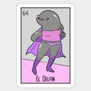 El Delfin // Mexican Luchador Dolphin Loteria Card Sticker